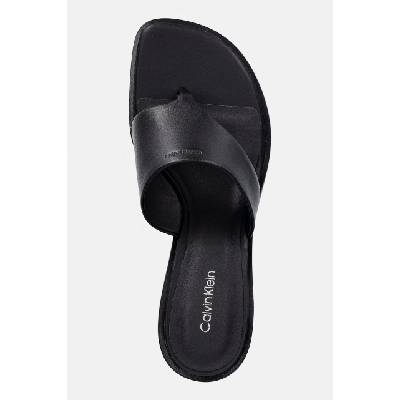Calvin Klein джапанки дамски от кожа BLOCK HEEL SNDL THONG LTH (HW0HW03017)