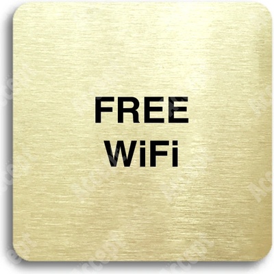 ACCEPT Piktogram free WiFi - zlatá tabulka - černý tisk bez rámečku