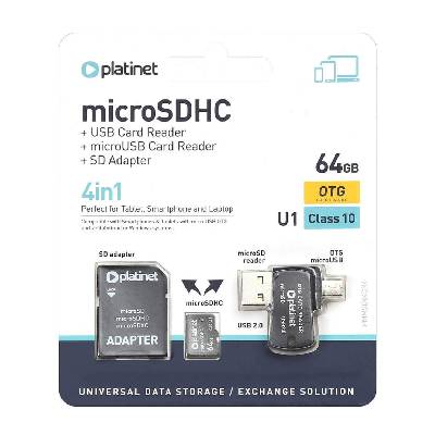 4in1 64GB USB Flash Drive + Micro SD card + micro USB OTG Reader - micro USB четец за microSD карти и памет карта със SD адаптер (клас 10)