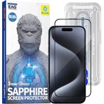 Blueo Протектор за iPhone 15 Pro - сапфирен протектор за екран с апликатор Pro - черен