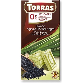 Torras Čokoláda s chlorelou a černou mořskou solí bez cukru bezlepková 75 g