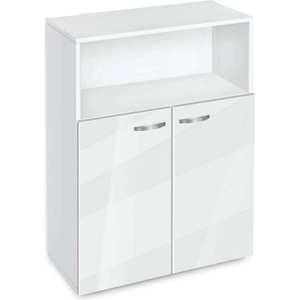 Bogdan Furniture G Етажерка BM-Ava-3 с вратички, бял гланц с бяло гладко