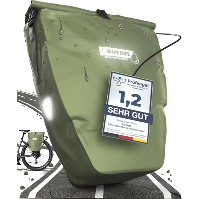 Büchel bicycle bag for luggage rack I 25.4 L - 100% waterproof I with carrying handle and shoulder strap I bicycle bag luggage rack, luggage rack bag, rear bicycle bags - 81518003
