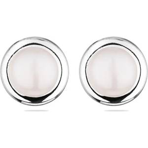 Swan Сребърни обици със сладководни бели перли IE0320W Swan