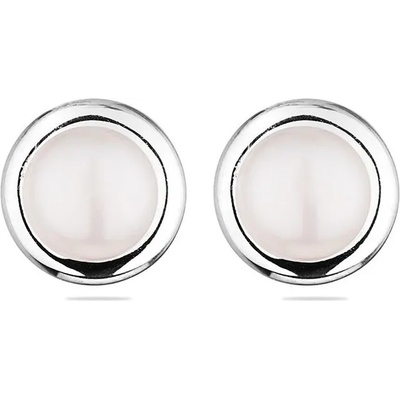 Swan Сребърни обици със сладководни бели перли IE0320W Swan