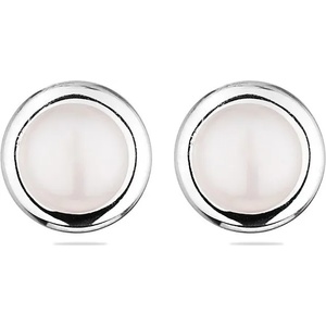 Swan Сребърни обици със сладководни бели перли IE0320W Swan