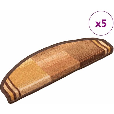 vidaXL Самозалепващи стелки за стълби, 5 бр, 65x21x4 см, кафяви (149836)