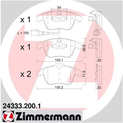 ZIMMERMANN Sada brzdových platničiek kotúčovej brzdy 243332001