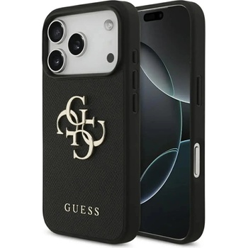 GUESS Калъф Guess Grained Big 4G & Classic Logo за iPhone 17 Pro - черен (3666339524890)