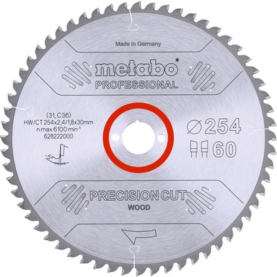 METABO Pílový kotúč pre okružné píly HW/CT 254x30, 60 WZ 5° NEG.
