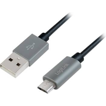 LogiLink USB 2.0 кабел, USB AM-Micro BM, найлонова оплетка, 2 м