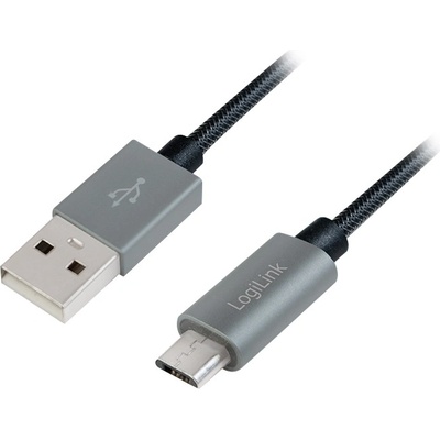 LogiLink USB 2.0 кабел, USB AM-Micro BM, найлонова оплетка, 2 м