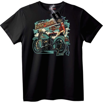 NOONEBRAND Тениска с Винтидж Мотор на Harley-Davidson - L, Black
