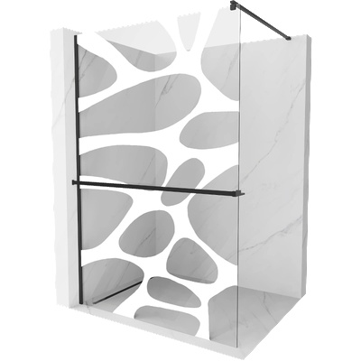 Mexen Kioto+ Душ стена със рафт Walk-in 100 x 200 см, бяла вълна, черна - 800-100-121-70-97 (800-100-121-70-97)