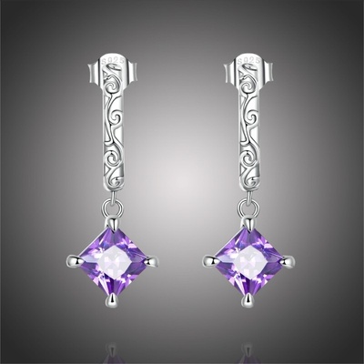 Grace Silver Jewellery stříbrné se zirkony Mia E-SCE1416 fialová