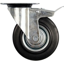 Kolečko otočné s brzdou, gumové 150kg 200/46/235mm