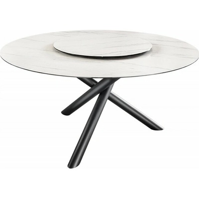 Interior DE Kulatý jídelní stůl SPIN WHITE 150 cm keramika otočný