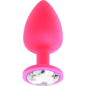 X Fun Силиконов Butt Plug с бижутерия "X FUN PINKED CLEAR" 8 см. Размер - M