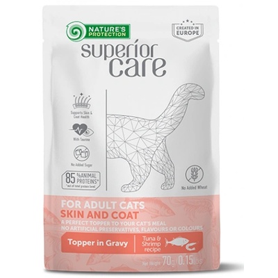 Nature's Protection Nature's Protection CAT Superior Care Skin Coat Adult Cats - Tuna Shrimps, пауч за израснали котки с риба тон и скариди, за здрава кожа и козина, Литва - 100 гр