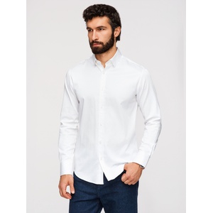 Ombre Clothing Класическа мъжка риза SLIM FIT от сатенирана тъкан - бяла V1 OM-SHOS-0211 Ombre Clothing Ombre Clothing | Byal | МЪЖЕ | S