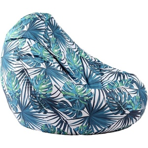 PUFRELAX Пуф, круша, 320л. , Nirvana Grande, Tropical Leaves, Водоустойчив, Перящ се калъф, Пълнеж от Полистиролни перли, принт, 8321 (PUF-G-NGR-TEXP-TRO) - topmall