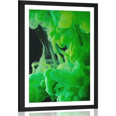 Plakát s paspartou zelené tekoucí barvy - 40x60 black