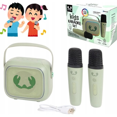 BLUETOOTH KARAOKE SADA 2 BEZDRÁTOVÝCH LED MIKROFONŮ + REPRODUKTOR PRO DĚTI