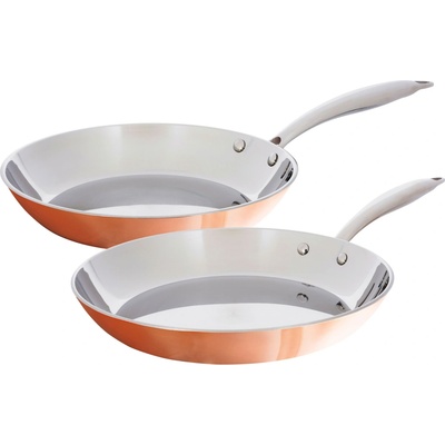 SILVERCREST Sada pánví s měděnou povrchovou úpravou, Ø 24 cm, Ø 28 cm, 2dílná