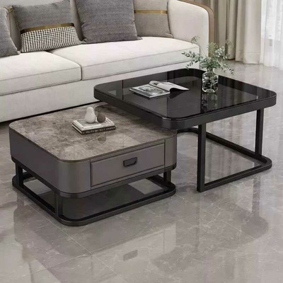 LuxuryForm Design Aragon 70 x 70 / 60 x 60 cm sivý / sivý mramor + sklo 2 ks