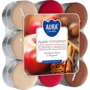 BISPOL Ароматни чаени свещи Bispol Aura - Apple-Cinnamon, 18 броя (p15-18-87)