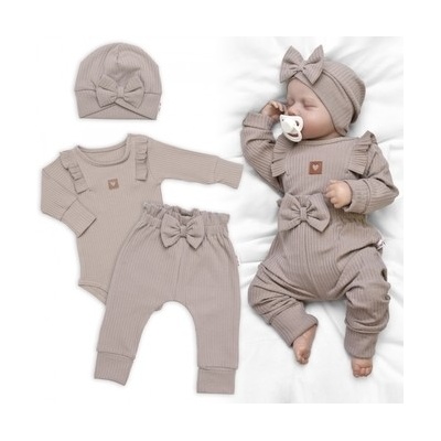 Žebrovaná rostoucí souprava 3D, Baby Girl taupe – Hledejceny.cz