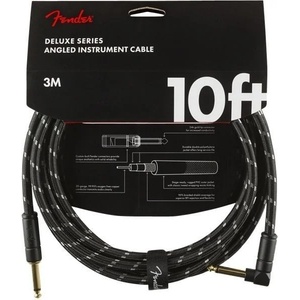 Fender Deluxe Series Black 3 m Директен - Ъглов Инструментален кабел (0990820090)