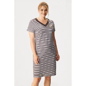Doctor Nap Памучна нощница Flora Stripe plus size къса (TB7470_kos)