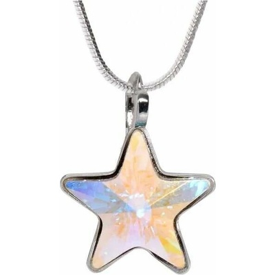 Swarovski Elements Stříbrný náhrdelník bílá duhová hvězdička 54034.2 Crystal AB