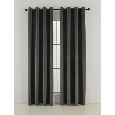 MKLuzkoviny.cz Sametové zatemňovací závěsy Cesar tmavě šedé - 140 x 250 cm (2ks) - kroužky