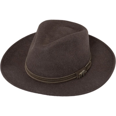 Fiebig Headwear since 1903 Cestovní klobouk vlněný hnědý s koženou stuhou