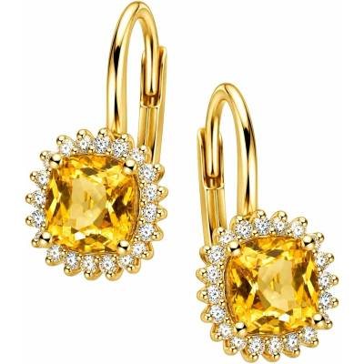 Zlaton Náušnice žluté zlato visací 1.6cm 2.7g s citríny 1.75ct a diamanty 0.22ct N19062603435