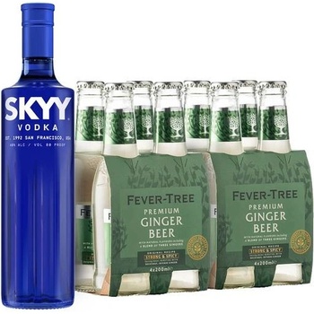 Skyy Vodka 40% 0,7 l a Fever-Tree Ginger Beer 8 x 0,2 l (set)