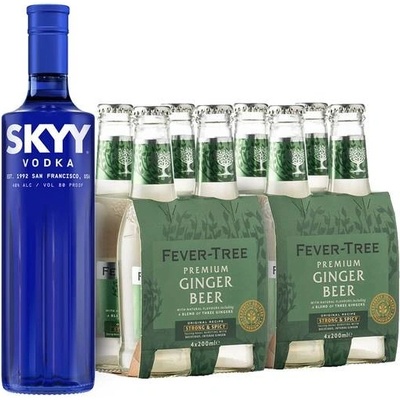 Skyy Vodka 40% 0,7 l a Fever-Tree Ginger Beer 8 x 0,2 l (set)