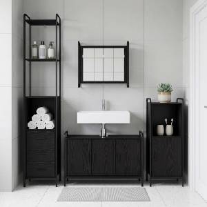 vidaXL Комплект шкафове за баня 3 бр. Черен дъб 40 x 36 x 181 см (3444549)