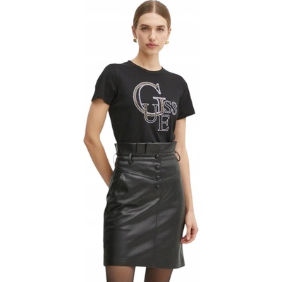 GUESS DÁMSKE TRIČKO S KRÁTKYM RUKÁVOM CN GUESS STUDDED ČIERNE