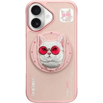 Nimmy Калъф Nimmy Glasses Cool Cat MagSafe за iPhone 16 - розов (6971080310683)