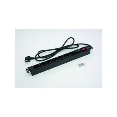 TRITON 19 distribution panel 1U; 7 x socket according to ČSN, max. 16 A; cable 3 x 1.5 mm, 2 m + universal plug CZ-DE max. 16A