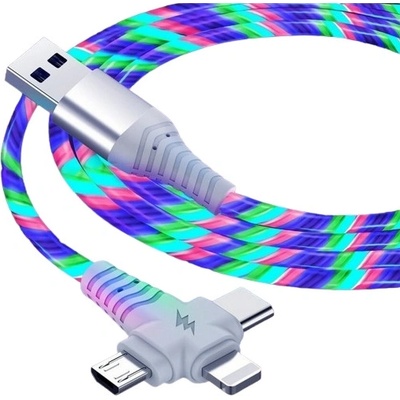 Grugen Nabíjací kábel 3v1 Micro USB + iPhone Lightning + USB-C