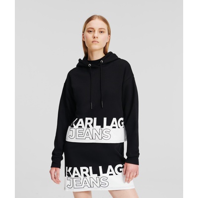Karl Lagerfeld Jeans dámska s kapucňou s potlačou 245J1803 čierna