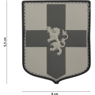Gumová nášivka 101 Inc znak Dutch Shield - sivá