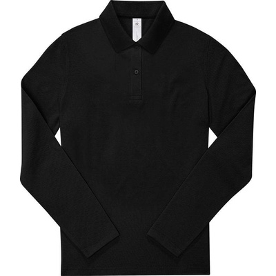 B&C My Polo 210 LSL /women Dámske piqué polo s dlhým rukávom čierna