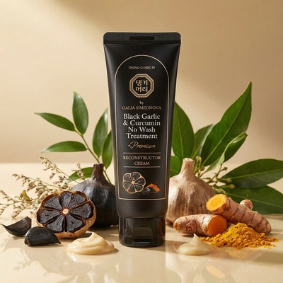 Doori Cosmetics Реконструктор за увредена и цъфтяща коса с черен чесън и куркумин DOORI Black Garlic & Curcumin Cream Premium Reconstructor SPECIAL SIZE (DI001304)