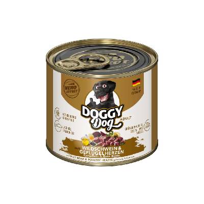 Doggy Dog Wild Boar & Poultry Hearts - bezobilné mokré krmivo pre psov, s diviakom a hydinovým srdcom - 12x 200g