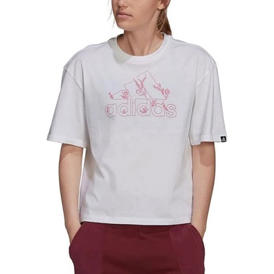 ADIDAS Sport Inspired Soft Floral Logo Graphic Tee White/Pink - S